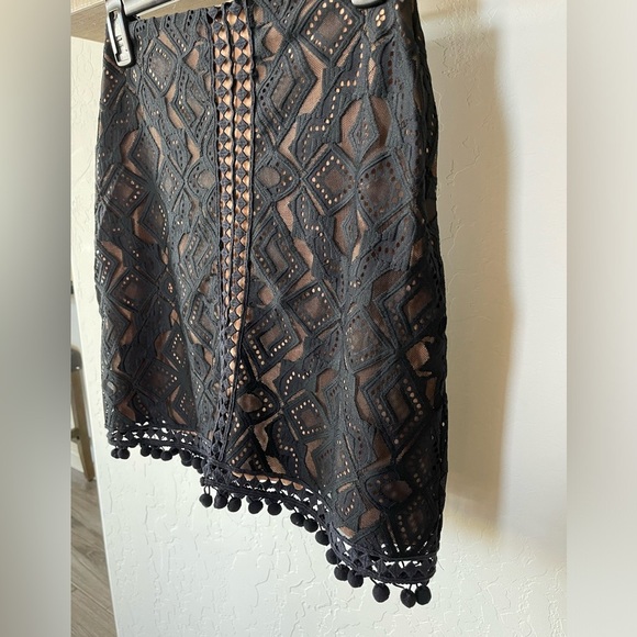 For Love and Lemons|Florence Lace Pencil Mini Skirt with Pom Pom Tassel Detail• - Picture 8 of 14